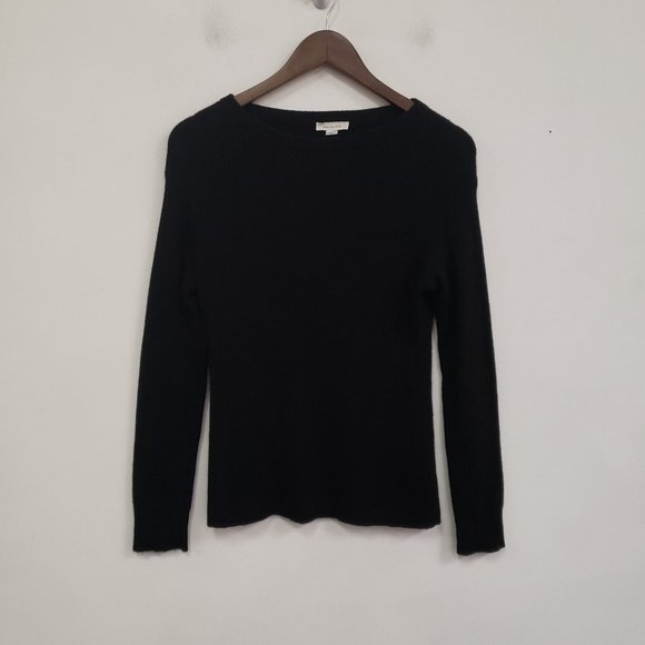 Garnet Hill Sweaters - Garnet Hill Womens Classic Ribbed Cashmere Sweater Size S Black Round Neck Soft